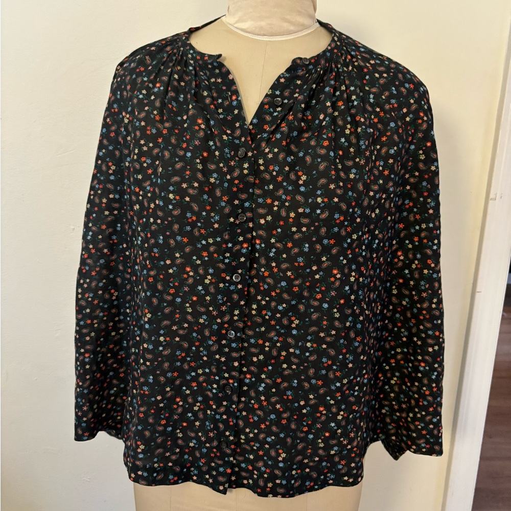 Doen Black Floral Poet Blouse — small